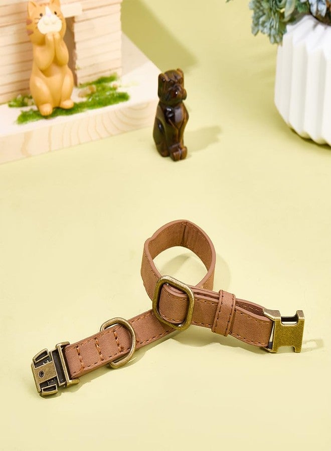 CALFOVERA 10.24 to 14.17 Inch Rolled PU Leather Dog Martingale Collar Durable Heavy Duty Puppy Collar with Quick Release Buckle Adjustable Rust Proof Pet Choker for Small Medium Large Dog (Brown S) - Image 4